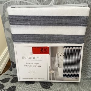NWT shower curtain. Blue and white stripes. 72 x 72 inches